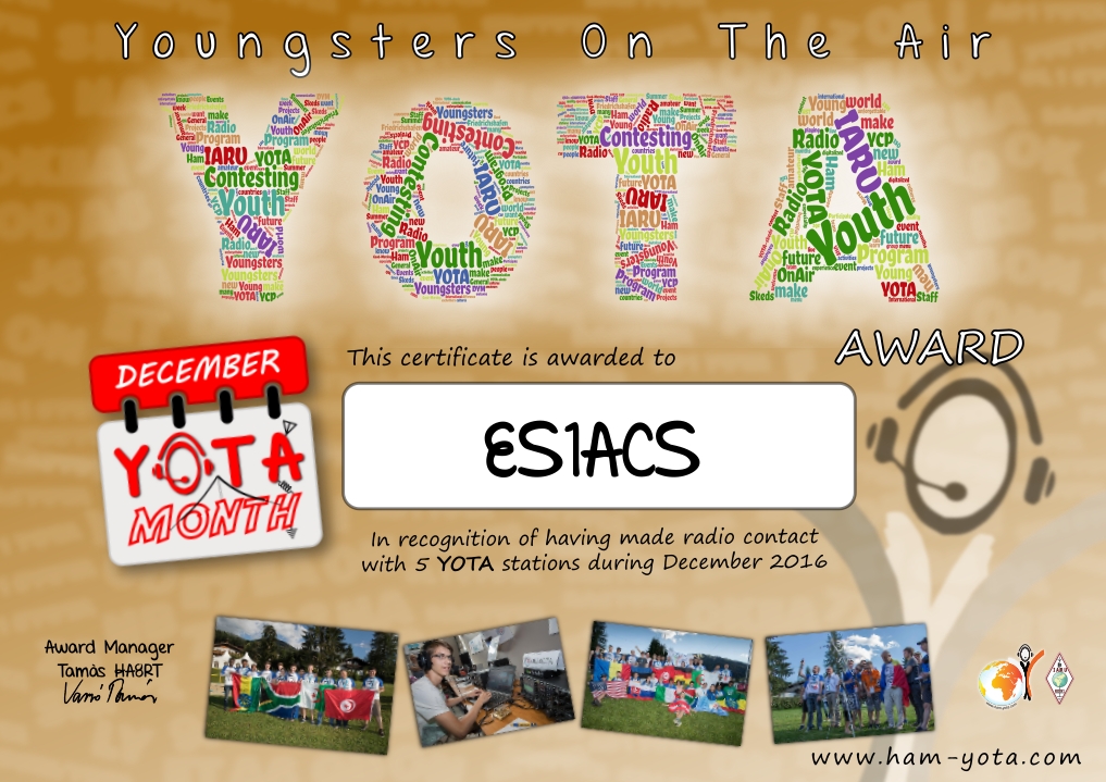 ES1ACS Bronze Award December YOTA Month 2016